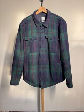 Zara Men’s Green & Navy Plaid Shirt Jacket
